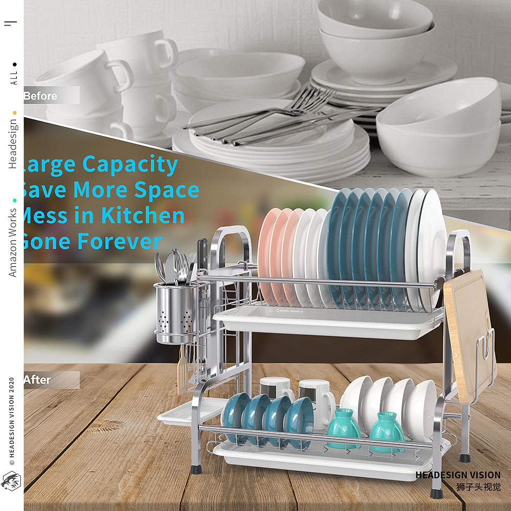 碗碟架产品拍摄_主图设计_A+页面设计-狮子头视觉（图ZMjI4ODM3NTk2） - 电商 - 站酷设计师亚马逊主图设计原创素材 - 站酷ZCOOL