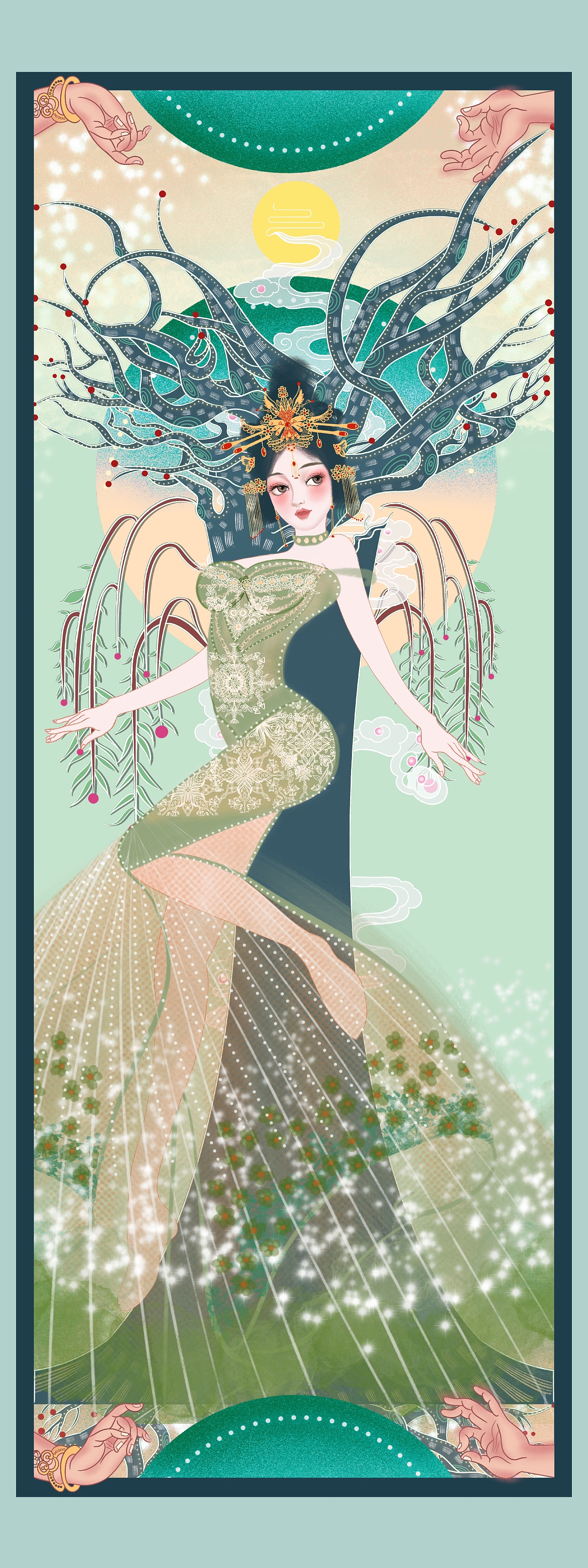 《缱绻》——苏州传统节日乞巧节插图设计（图ZMjI4MDE1OTM2） - 商业插画 - 站酷设计师xyza彭啸云原创素材 - 站酷ZCOOL