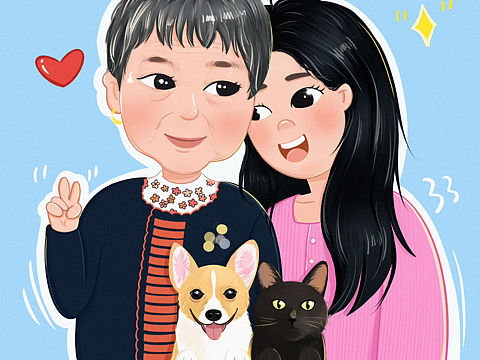 我和奶奶原創(chuàng)插畫??（個(gè)人主頁-ZNDc4OTUwMjg=） - 兒童插畫 - 站酷設(shè)計(jì)師小劉愛畫畫123原創(chuàng)素材 - 站酷ZCOOL