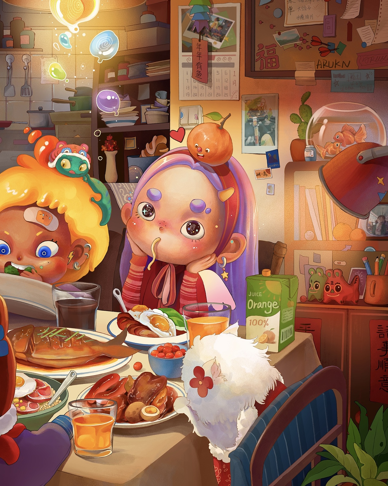 一起吃年夜饭吧～（图ZMjg4MTkwNDEy） - 艺术插画 - 站酷设计师arukn原创素材 - 站酷ZCOOL