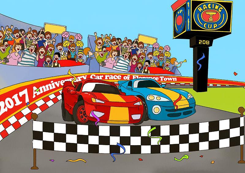 儿童插画-赛车