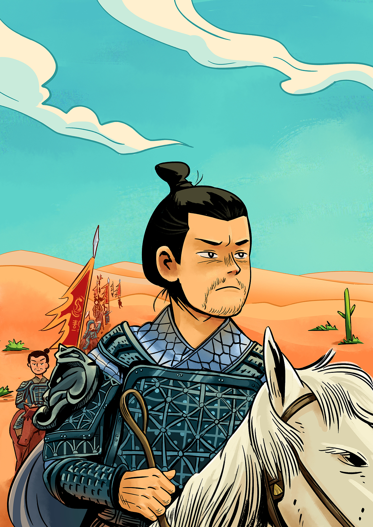 古风荒漠行军图