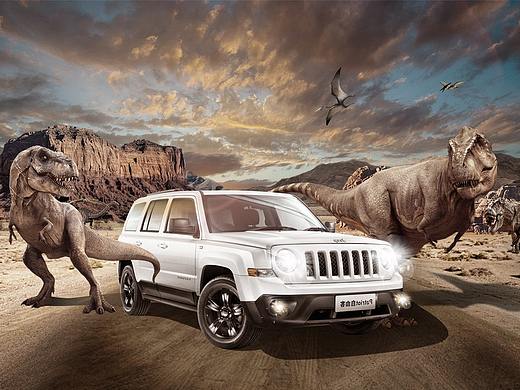 恐龙时代汽车合成海报