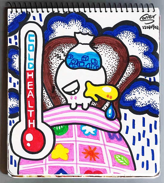 总觉得自己身体很好不会生病。这样的画也算是一种日记吧,看着这鸭子,就像看到曾经生病的自己,忍不住心疼了起来。