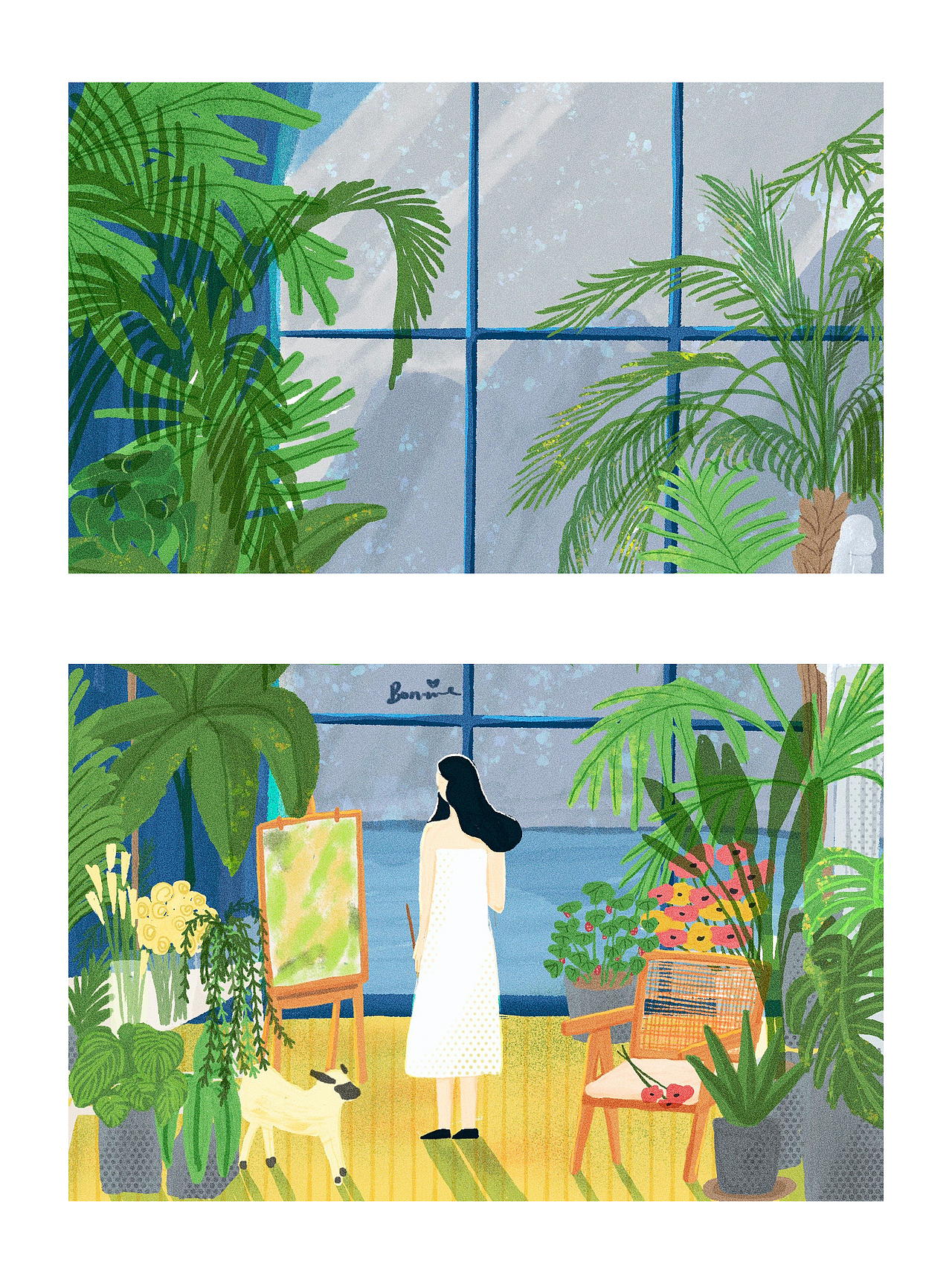 植物和女孩｜原创插画集合（图ZMjc2MDk4MDM2） - 商业插画 - 站酷设计师酒夏原创素材 - 站酷ZCOOL