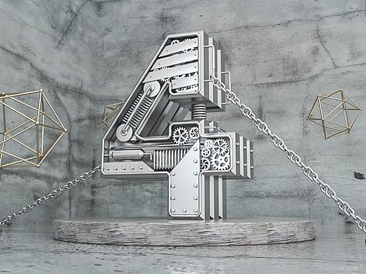 C4D金属字