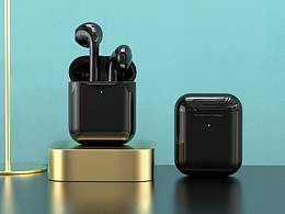 AirPods黑色蘋果藍牙耳耳機keyshot渲染