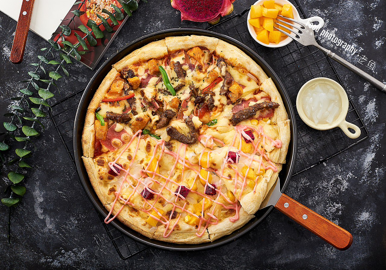 上海美食菜单拍摄纸西餐焗饭披萨意大利面