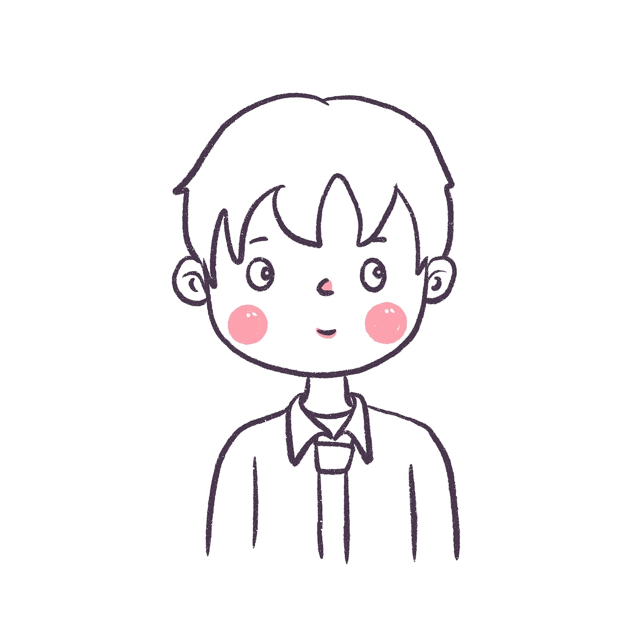 花栀子插画男生简笔画头像黑白头像