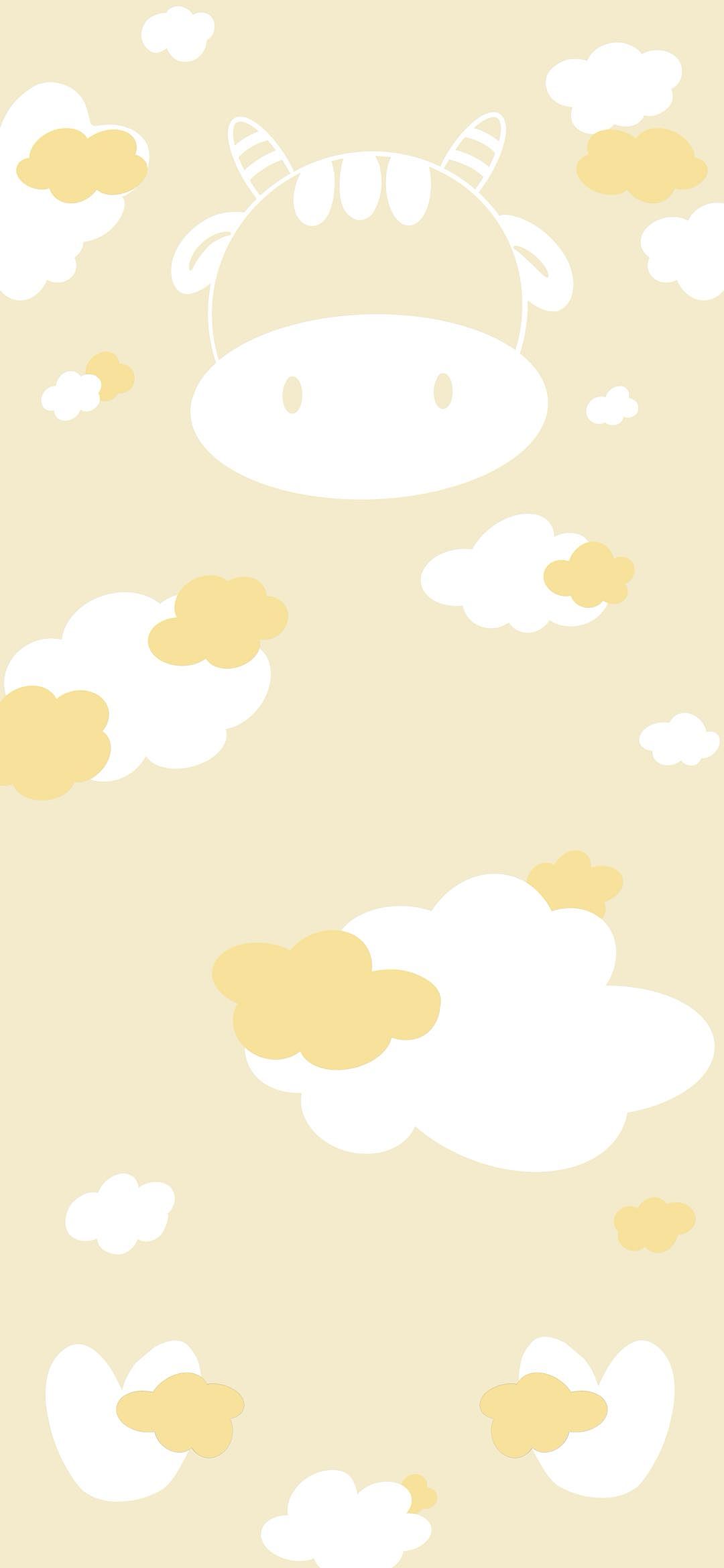 手机壁纸简约小奶牛iphone12iphone13