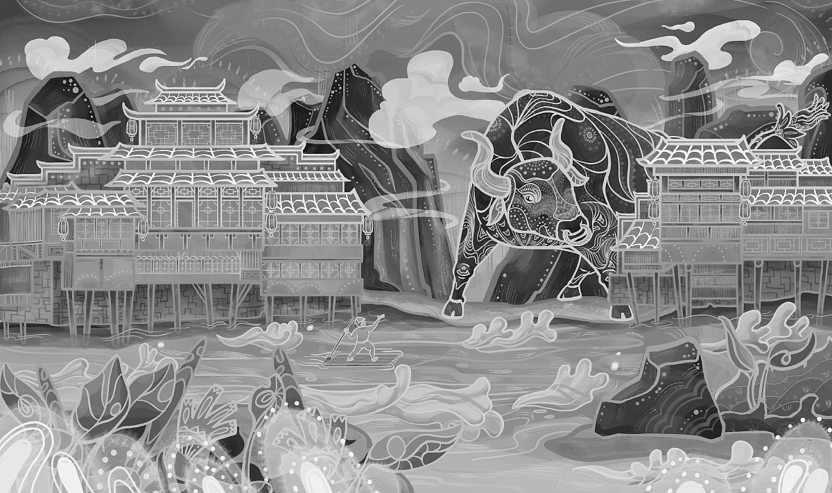 迎接牛年 | 山城吊脚楼（图ZMjQwNzExMDAw） - 创作习作 - 站酷设计师马马也原创素材 - 站酷ZCOOL