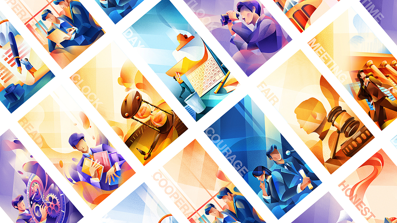 6月插画——渐变场景人物插画（图ZMjEzNTg1ODky） - 商业插画 - 站酷设计师五蛋原创素材 - 站酷ZCOOL