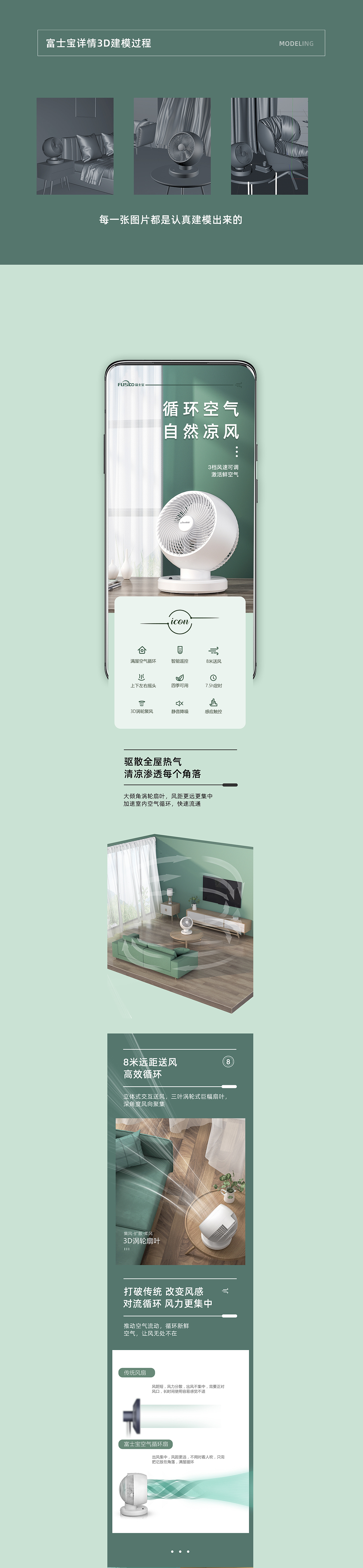 富士宝空气循环扇详情视觉分享