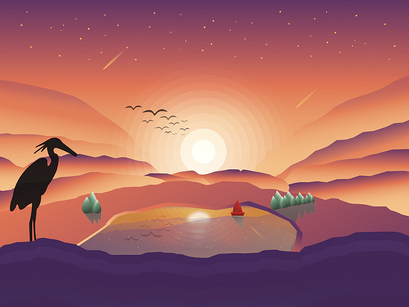 黄昏（图ZNjYwNzcwODQ=） - 艺术插画 - 站酷设计师ACRYOPEN原创素材 - 站酷ZCOOL