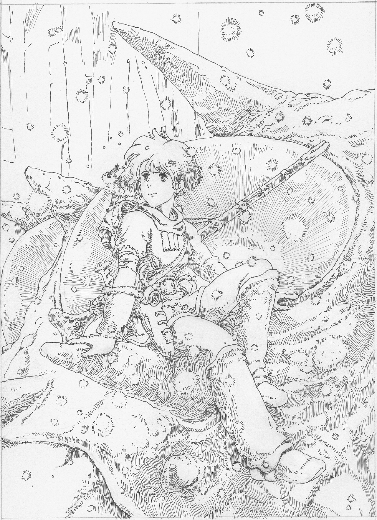 宫崎骏《风之谷》插画临摹