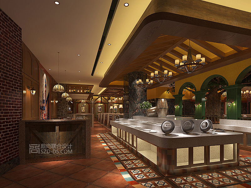 深圳圣多斯巴西烤肉连锁餐厅设计(下沙店)（图ZNzcxODUxNDA=） - 家装设计 - 站酷设计师鼎尚联合设计原创素材 - 站酷ZCOOL