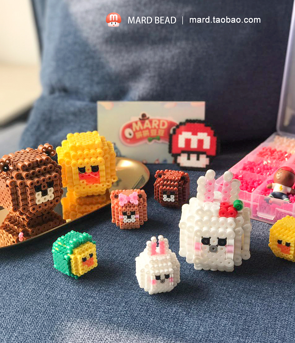 MARD拼豆原创-Linefriends小肉球+蘑菇菌line变装（图ZMTExNTU5NDYw） - 手办/模玩 - 站酷设计师拼拼豆豆原创素材 - 站酷ZCOOL