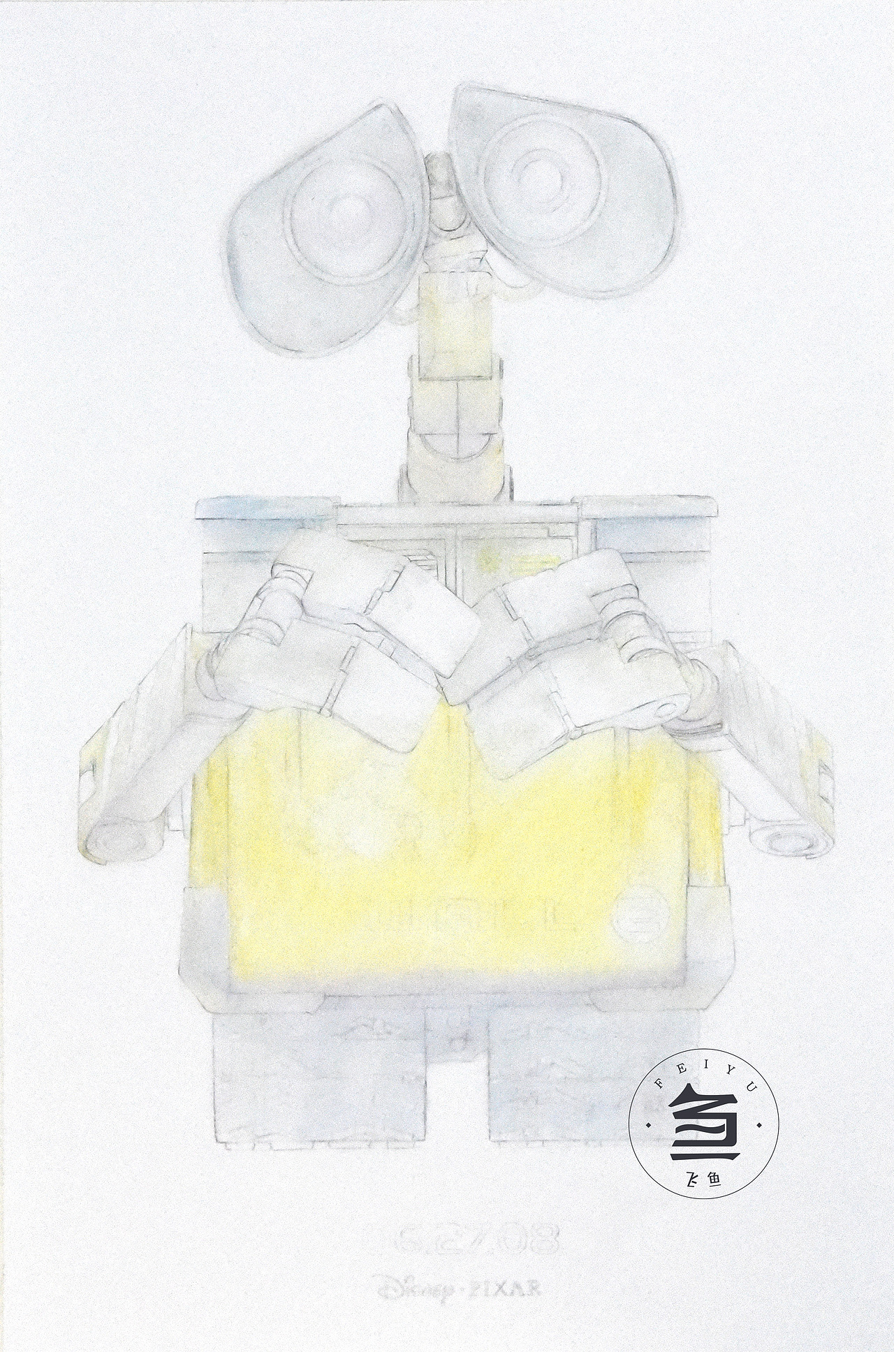 彩铅-机器人瓦力|纯艺术|绘画|洪帮主彩铅_原创作品-站酷zcool