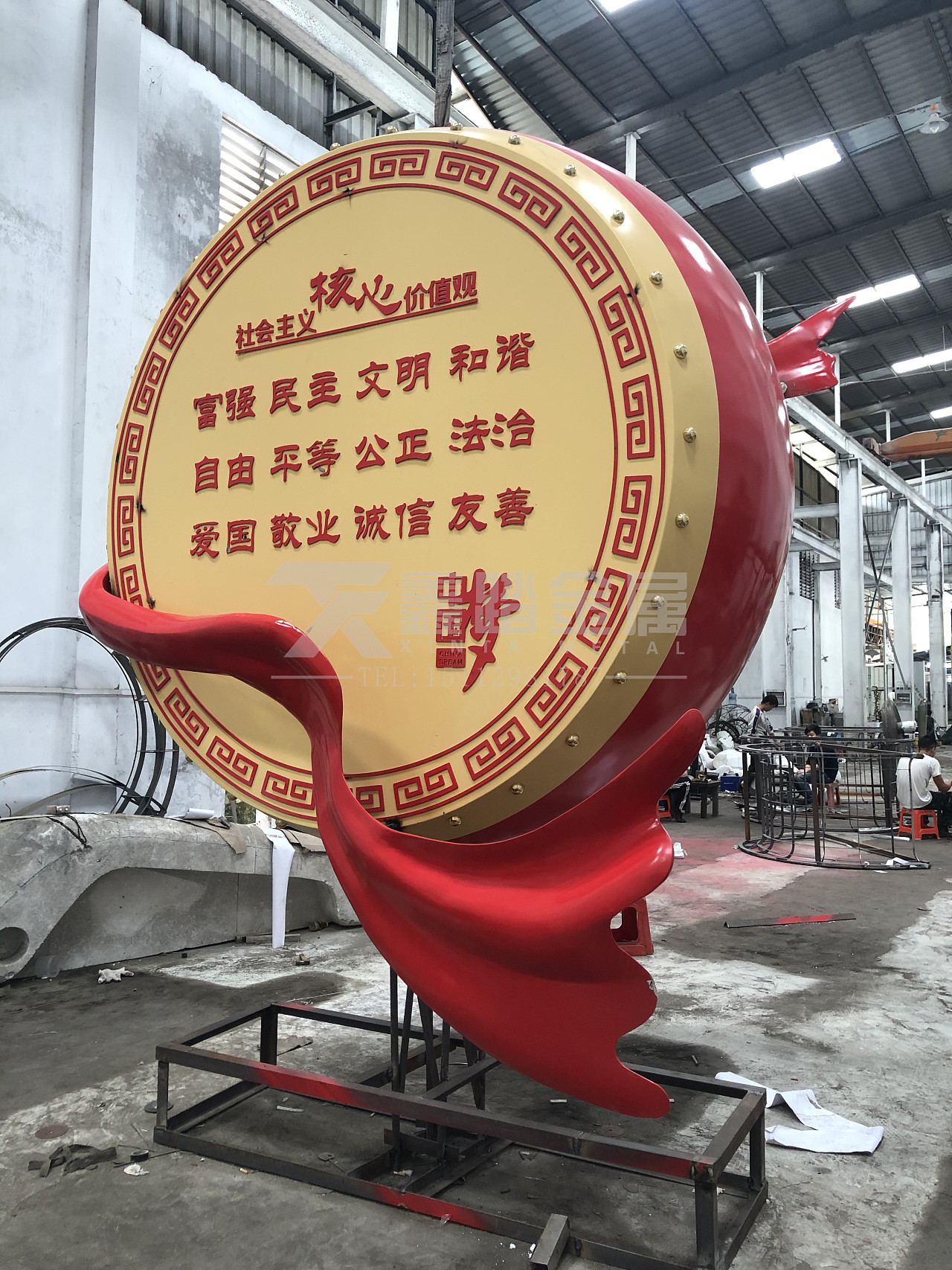 中国特色不锈钢大鼓雕塑,景观主体文化鼓雕塑精彩亮相