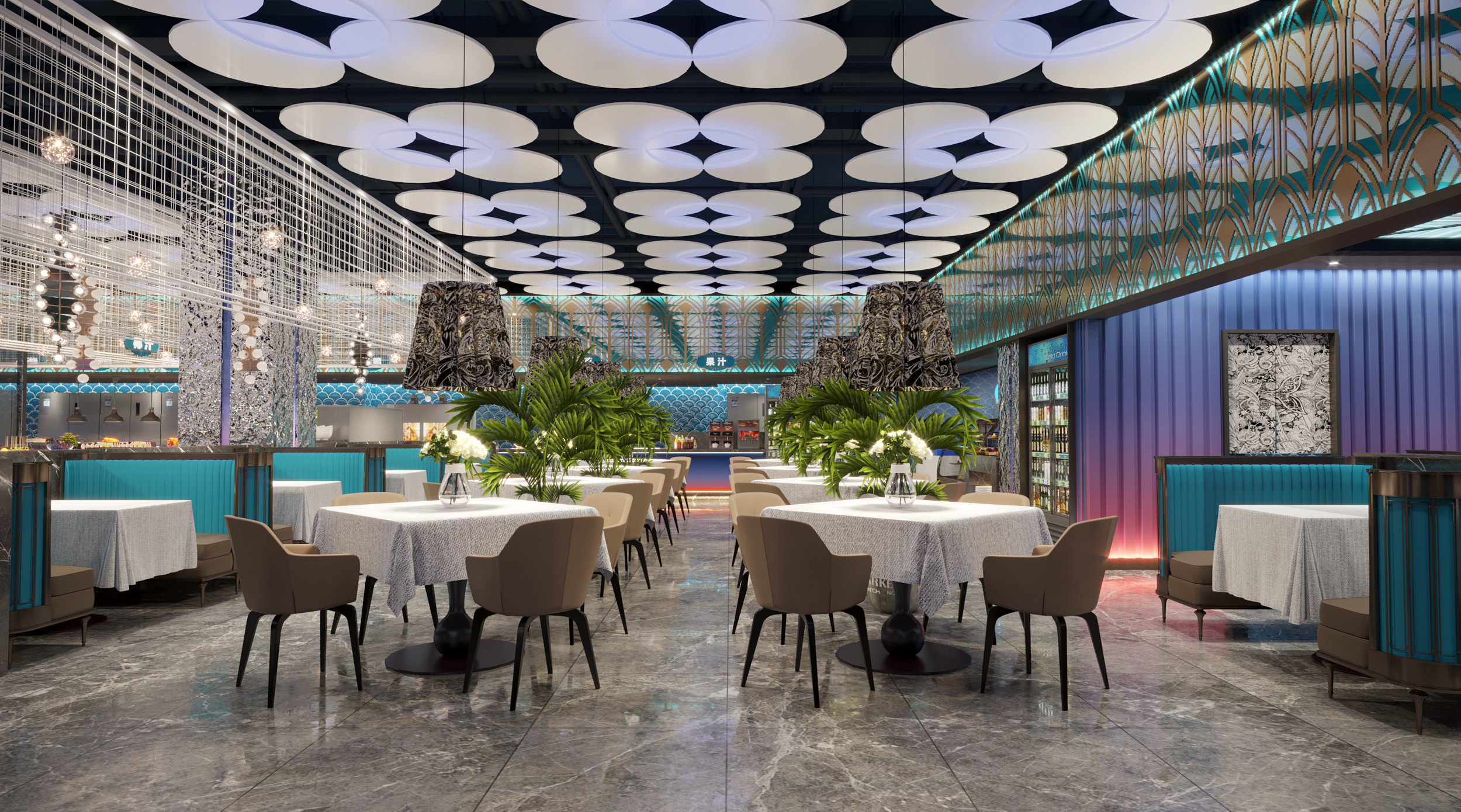 蓝鲸一海鲜自助餐厅|空间|酒店餐饮设计|菲涅尔视觉 - 原创作品