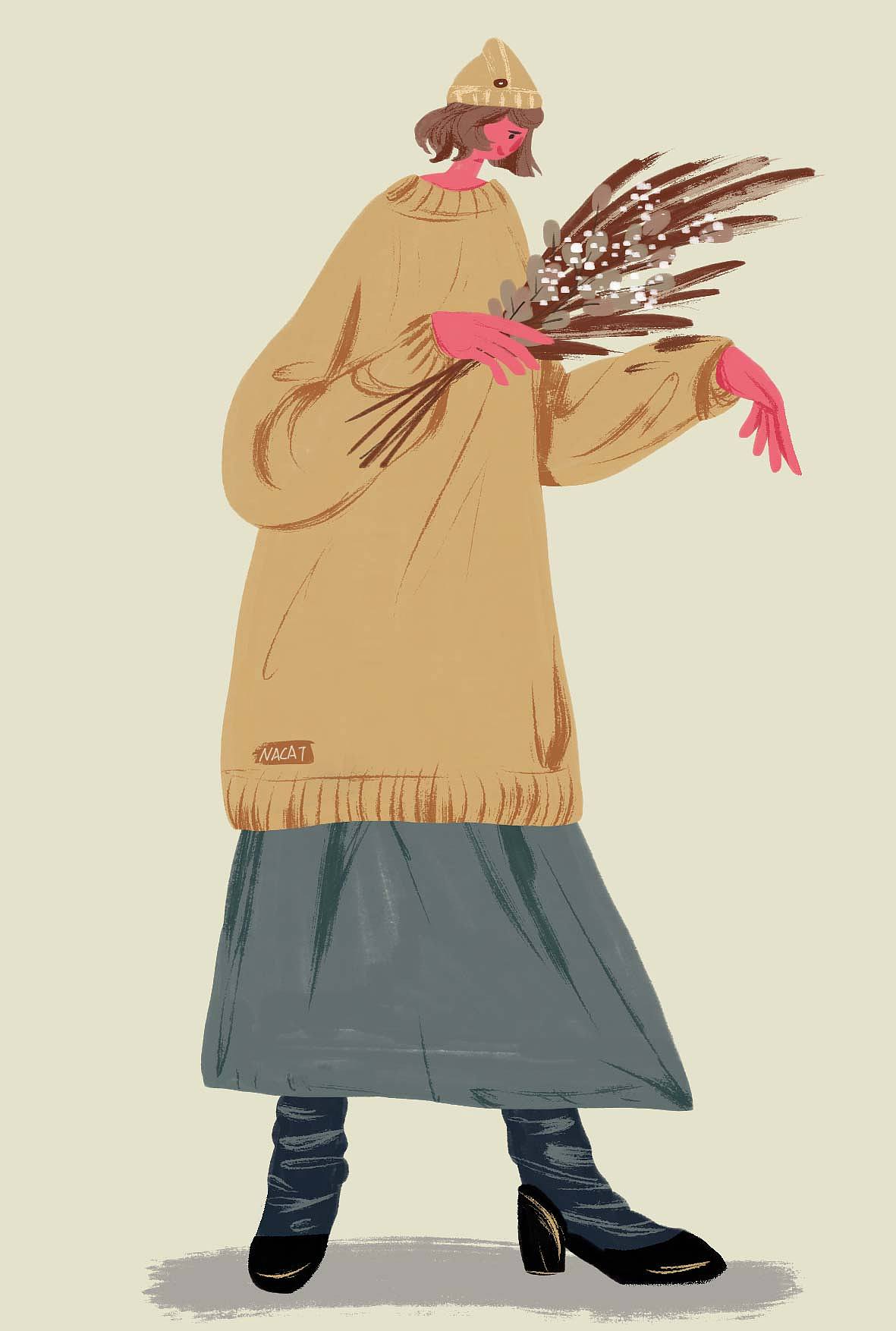 《花和复古女郎》（图ZMTQzNjM3ODA4） - 商业插画 - 站酷设计师nacat瓜盗盗原创素材 - 站酷ZCOOL