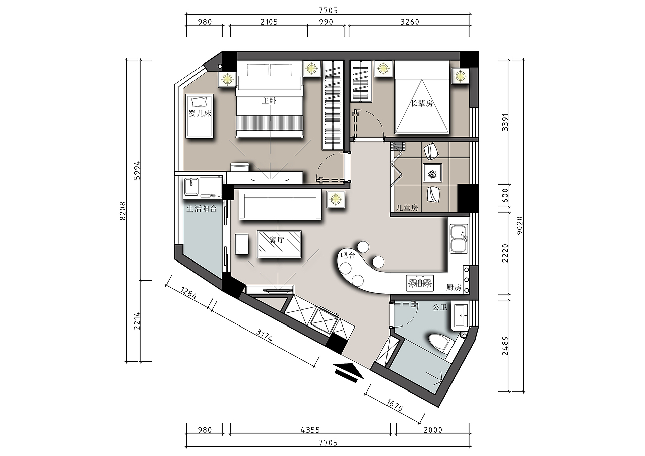 【住宅室内设计彩平图】|空间|家装设计|chairan_原创作品-站酷zcool