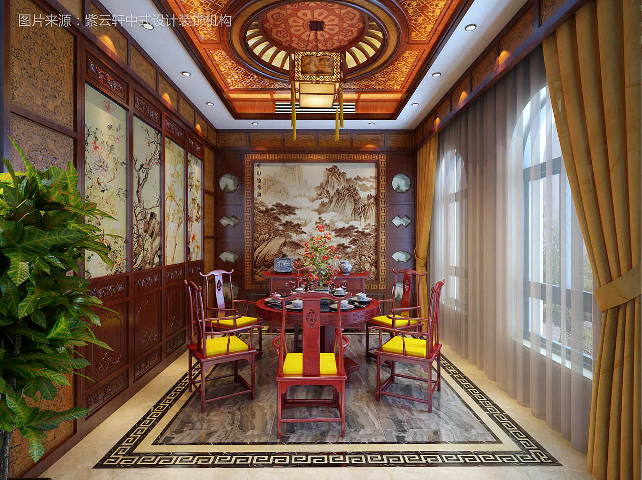 自建房中式装修效果图（图ZMTQ2NTE1NDQw） - 家装设计 - 站酷设计师紫云轩中式原创素材 - 站酷ZCOOL