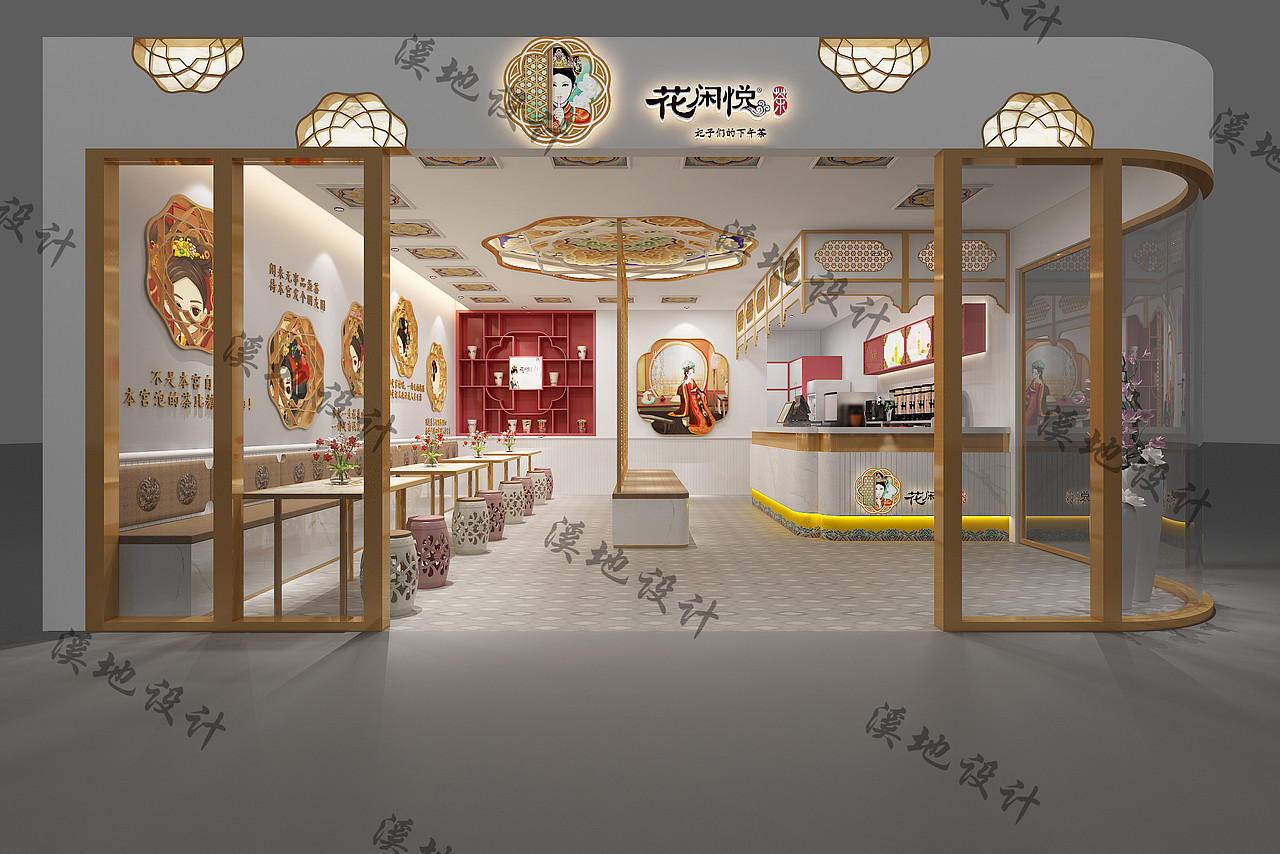 宫廷风奶茶店（图ZMjE0ODIxMzMy） - 家装设计 - 站酷设计师周子萱原创素材 - 站酷ZCOOL