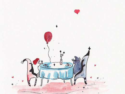 水彩日涂 - 七夕两组小故事