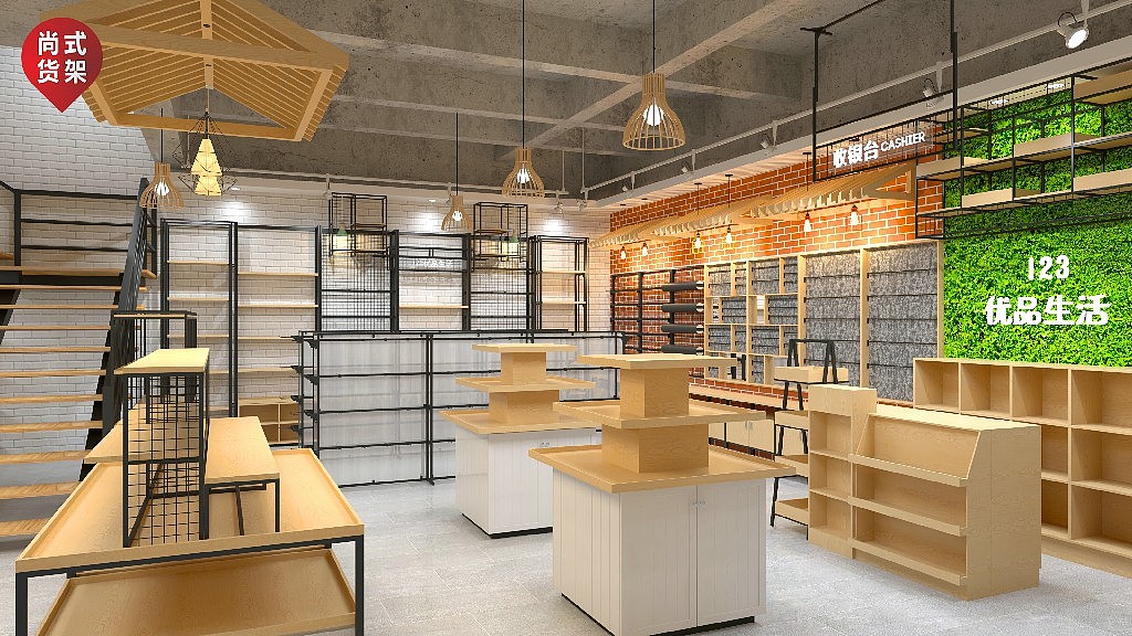 快时尚的标志伶俐新款家居百货店货架名创优品彩妆台