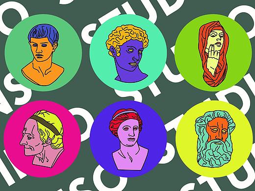 inso studio撞色头像贴纸