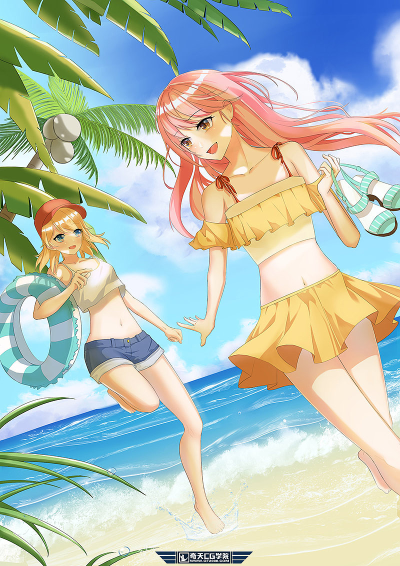 日系漫画课程夏日海滩奇天cg学院学生作品