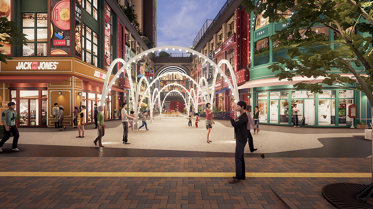 【小型综合体设计】时代城商业街设计