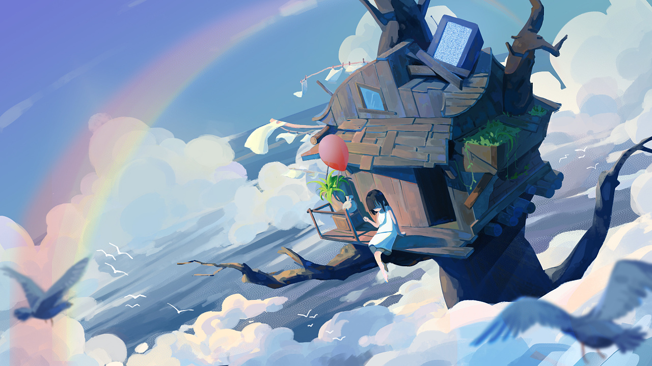 天空树屋绘制过程碎碎念|插画|绘本|深空制图师umu - 原创作品 - 站酷