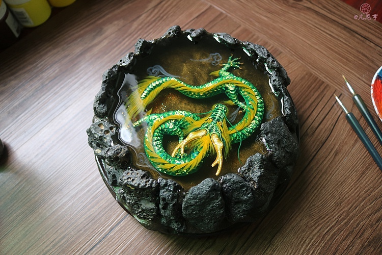 金斑青龙 火山天池 3D树脂画（图ZNTA4NzYyMDQ=） - 绘画 - 站酷设计师凡尼亨原创素材 - 站酷ZCOOL