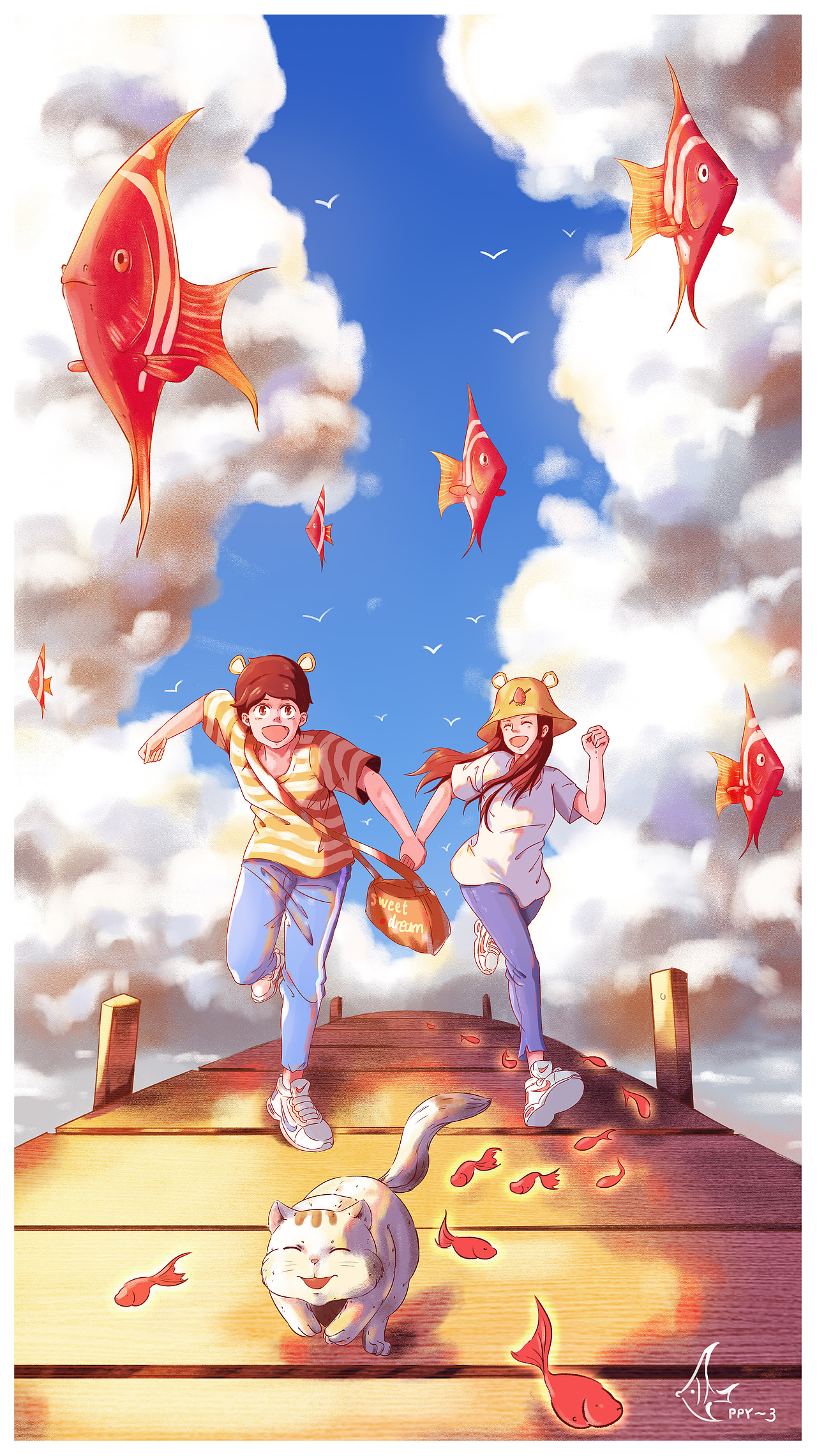 泡泡鱼系列——踏足云端（图ZMjQ0OTk1OTQ4） - 绘本 - 站酷设计师木希豆芽菜原创素材 - 站酷ZCOOL