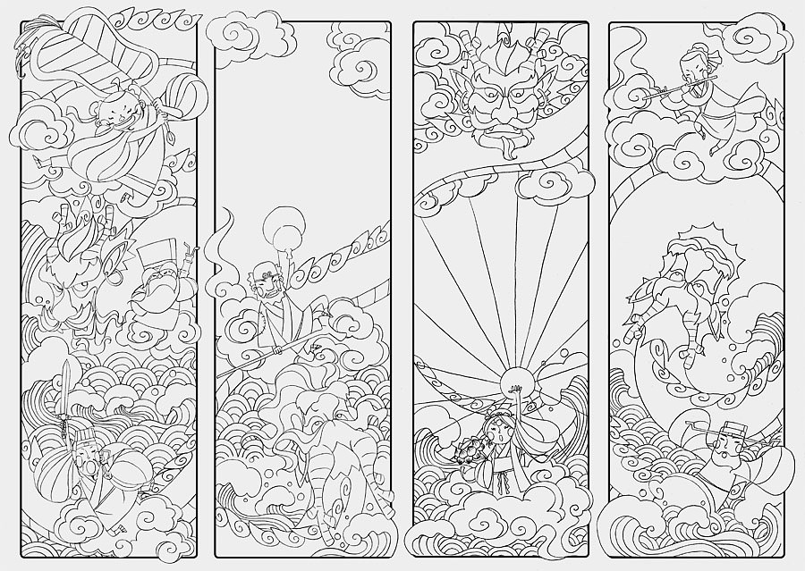 不成熟的作品《八仙过海》（图ZNzQ3Njg5Mg==） - 儿童插画 - 站酷设计师小應同學原创素材 - 站酷ZCOOL