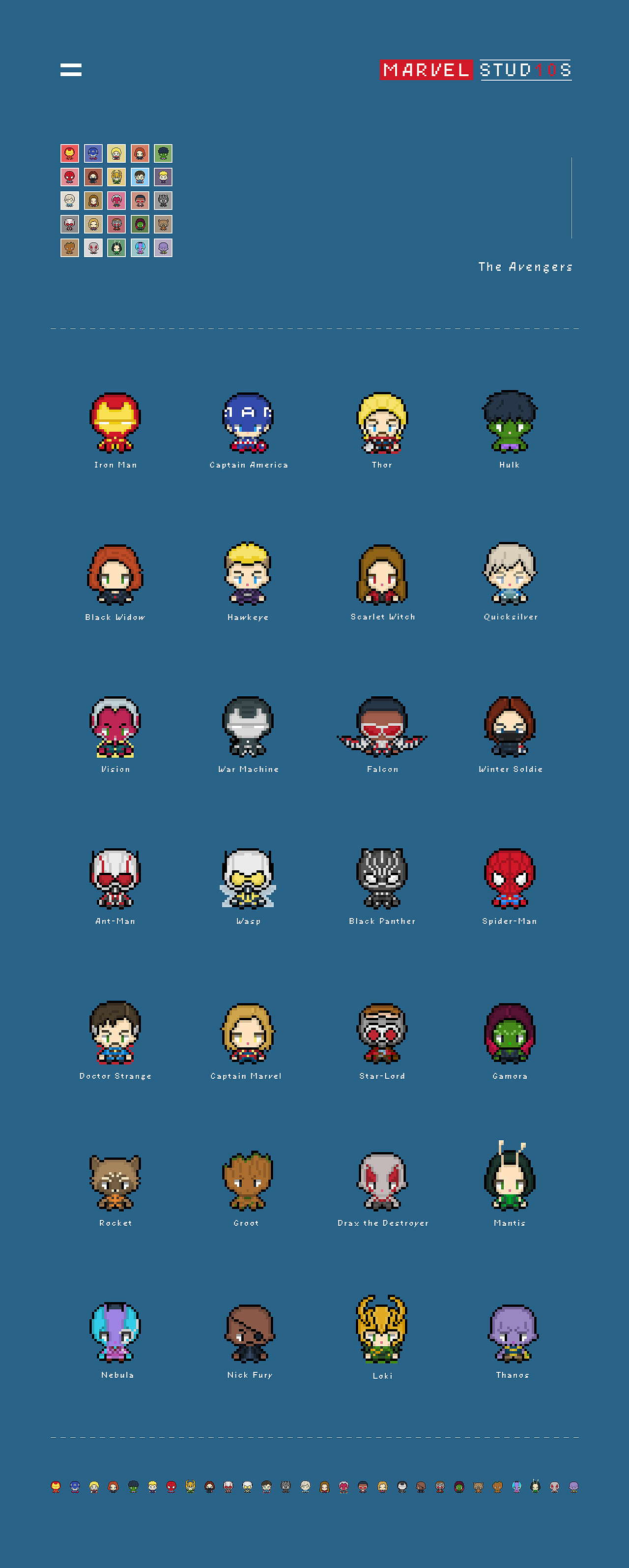 漫威十周年 | the avengers 全员像素系列|插画|像素画|pipko - 原创