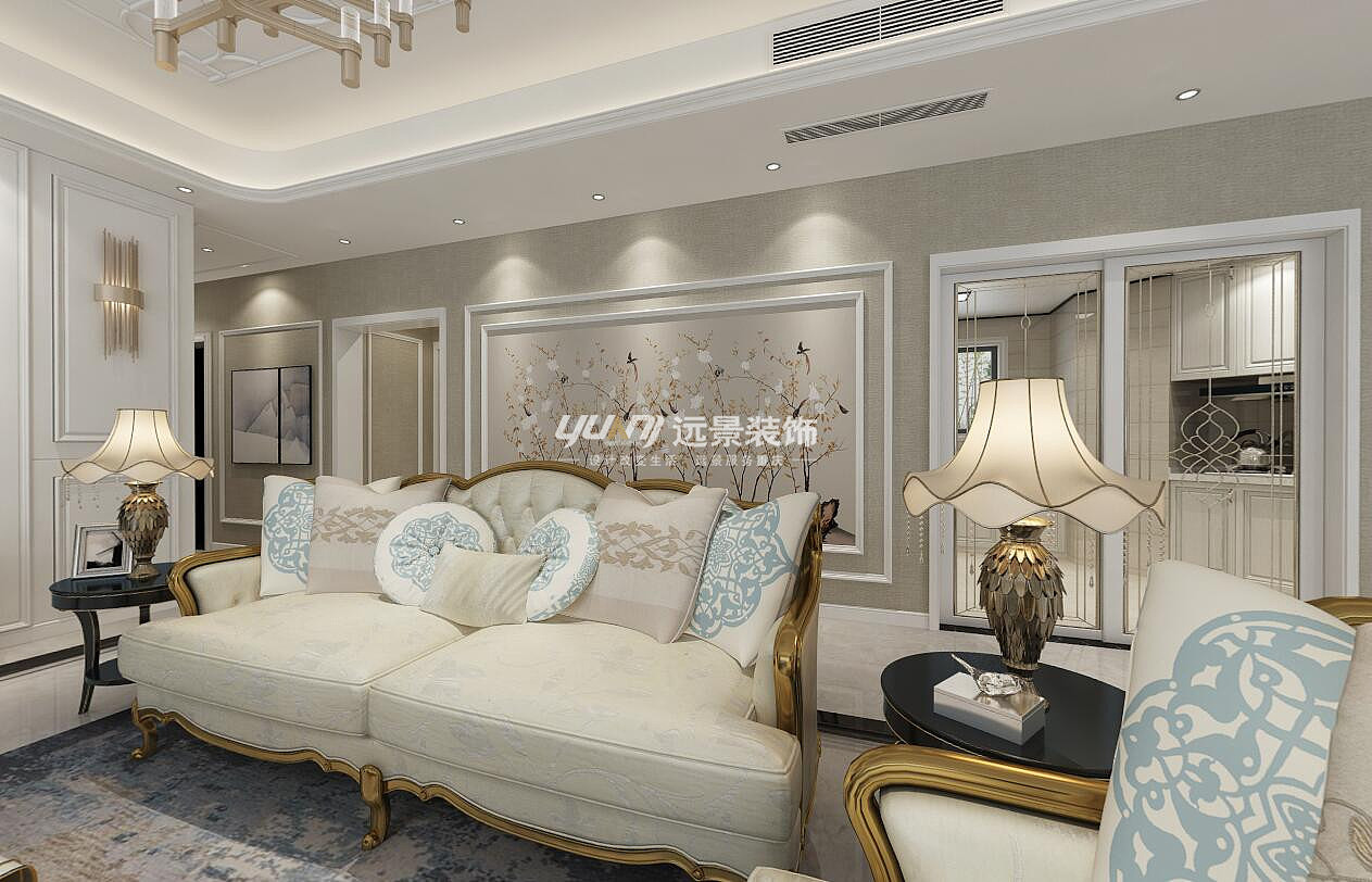 北碚中安翡翠湖装修方案参考-法式轻奢-重庆远景装饰