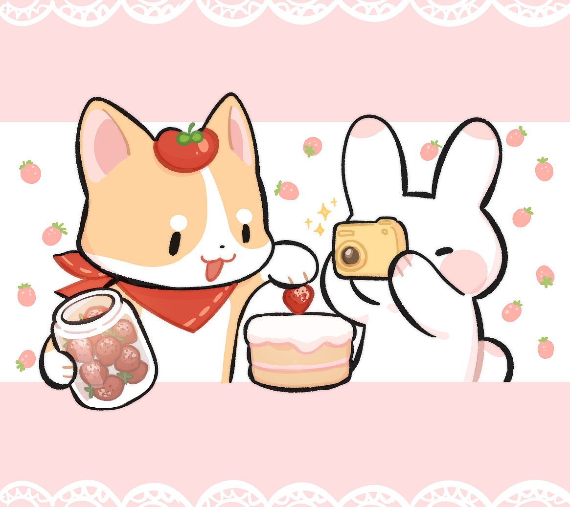 番茄小狗和棉花糖兔