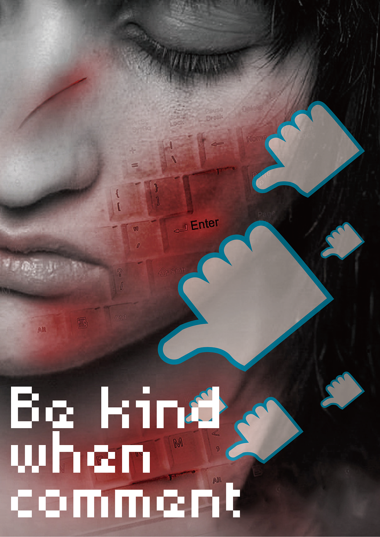 反对网络暴力英语海报图片