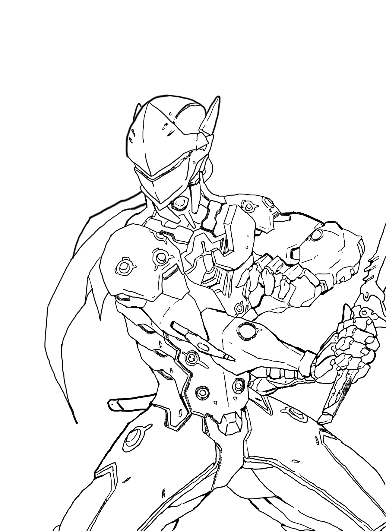 插画线稿-守望先锋源氏