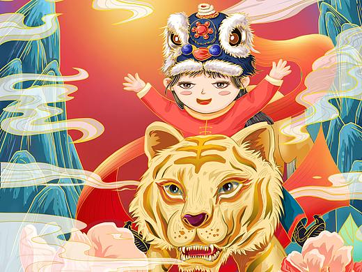 虎年国潮插画（个人主页-ZNTcyNjg2ODQ=） - 商业插画 - 站酷设计师烁光原创素材 - 站酷ZCOOL