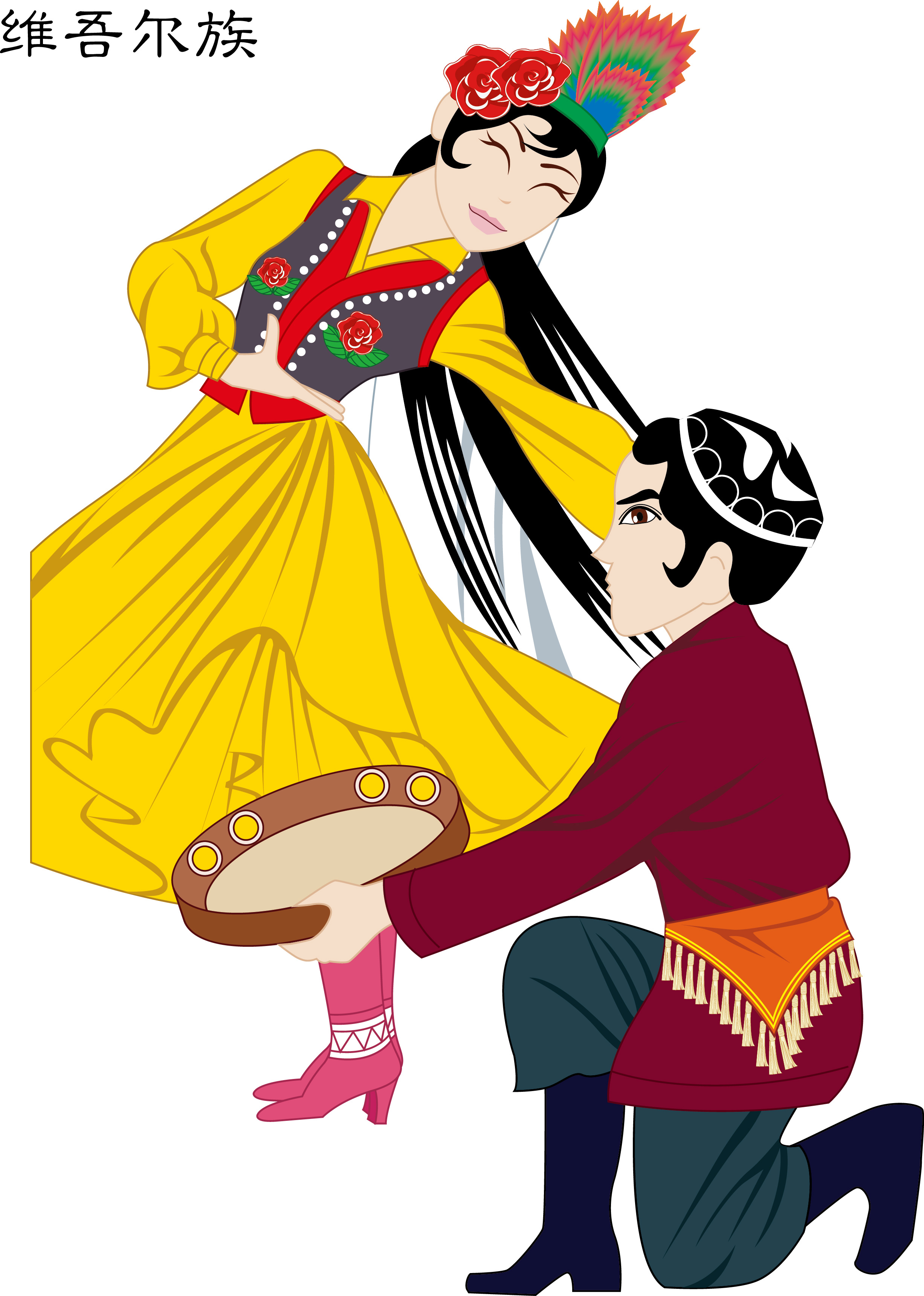 跳舞的美麗傣族少女, 傣族少女, 傣族的跳舞少女, 小清新插圖素材圖案，PSD和PNG圖片免費下載