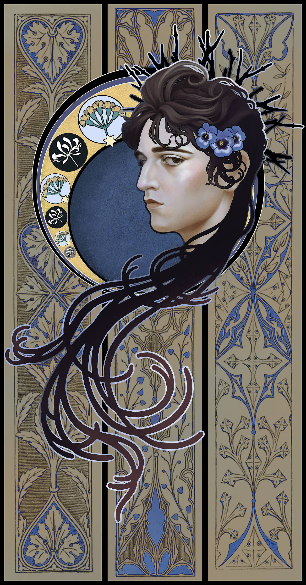 仲夏夜之梦穆夏风格插画