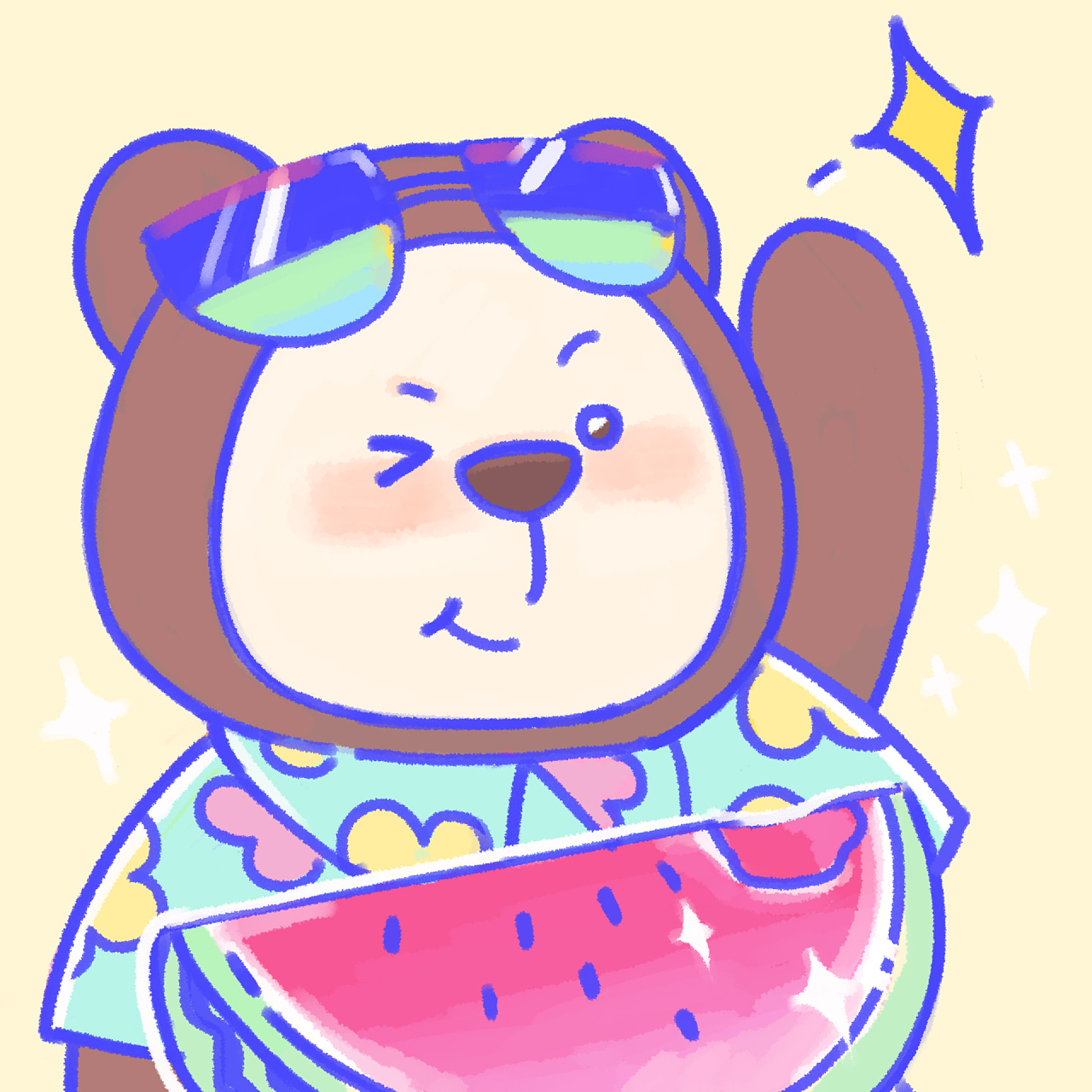 夏萌猫手绘夏日清凉头像