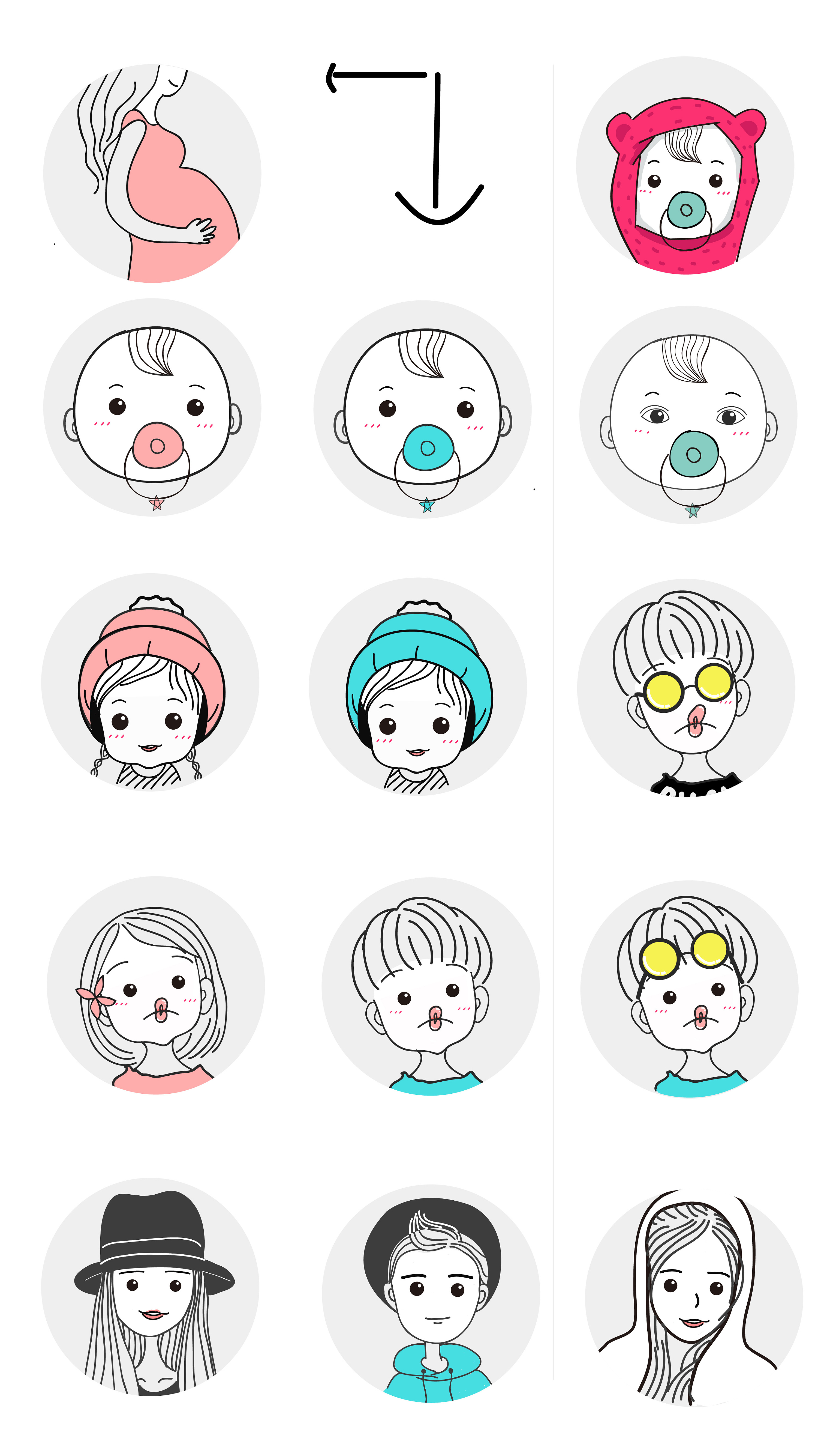 儿童头像icon设计