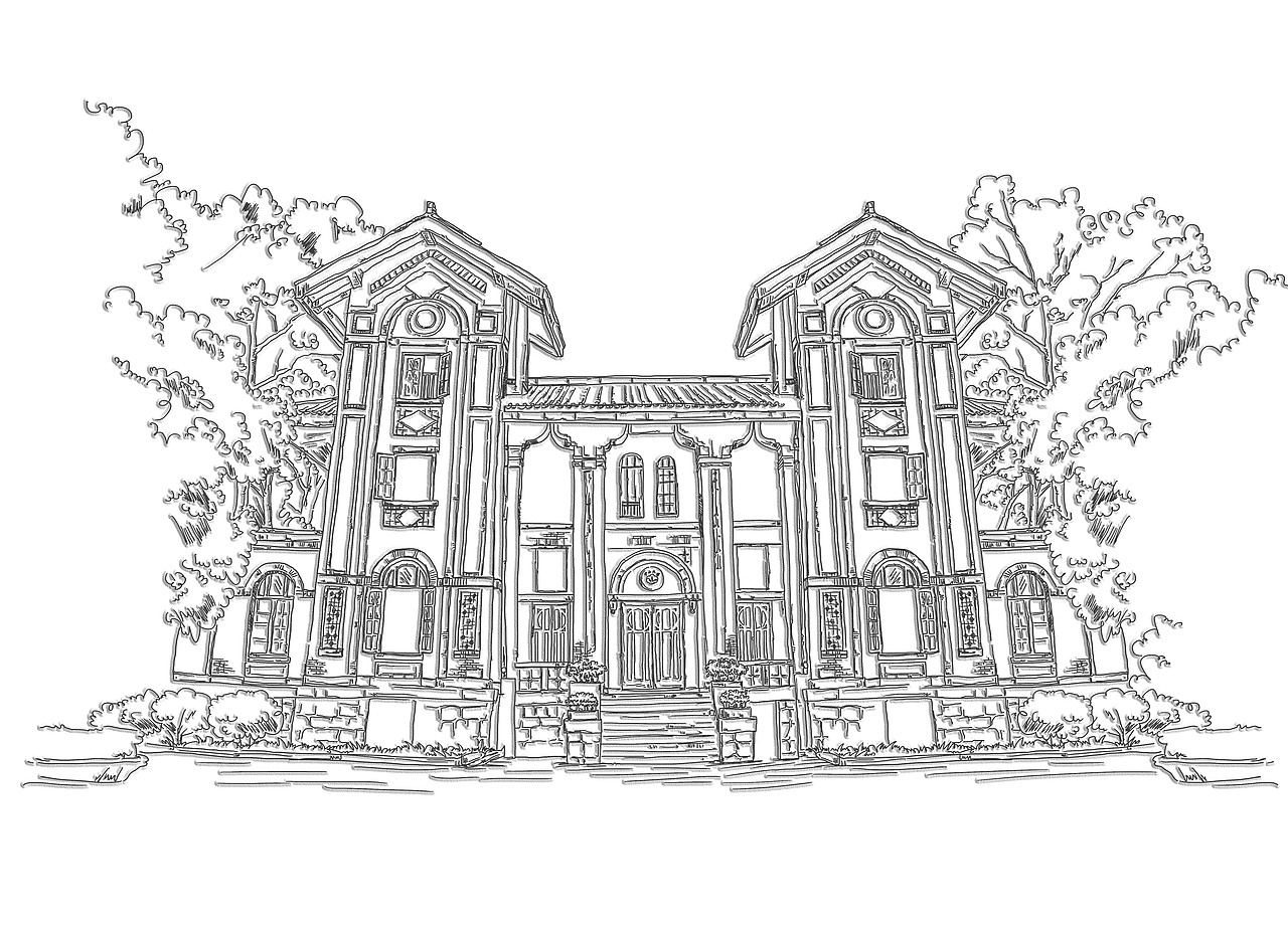 手绘中山大学风景（图ZMTE3NDU3OTgw） - 商业插画 - 站酷设计师珊珊33姗姗来迟原创素材 - 站酷ZCOOL