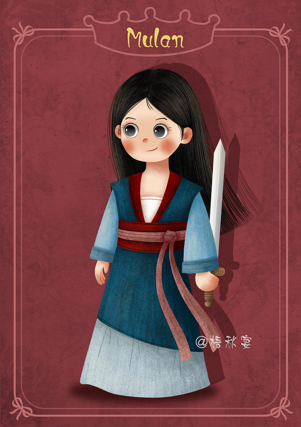 花木兰公主迪士尼公主系列插画6