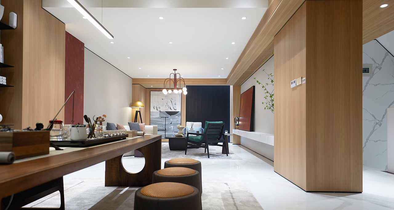 整个空间不多娇饰,仅以简单而不失质感的空间设计,以现代主义的高度理性,减少陈设的繁琐修饰,展现出简单却又蕴含着丰富的层次。